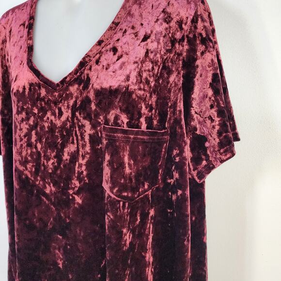Spring and Mercer Tee Womens XXL Crushed Velvet Legging Tee Short Sleeves Pocket - Picture 6 of 9
